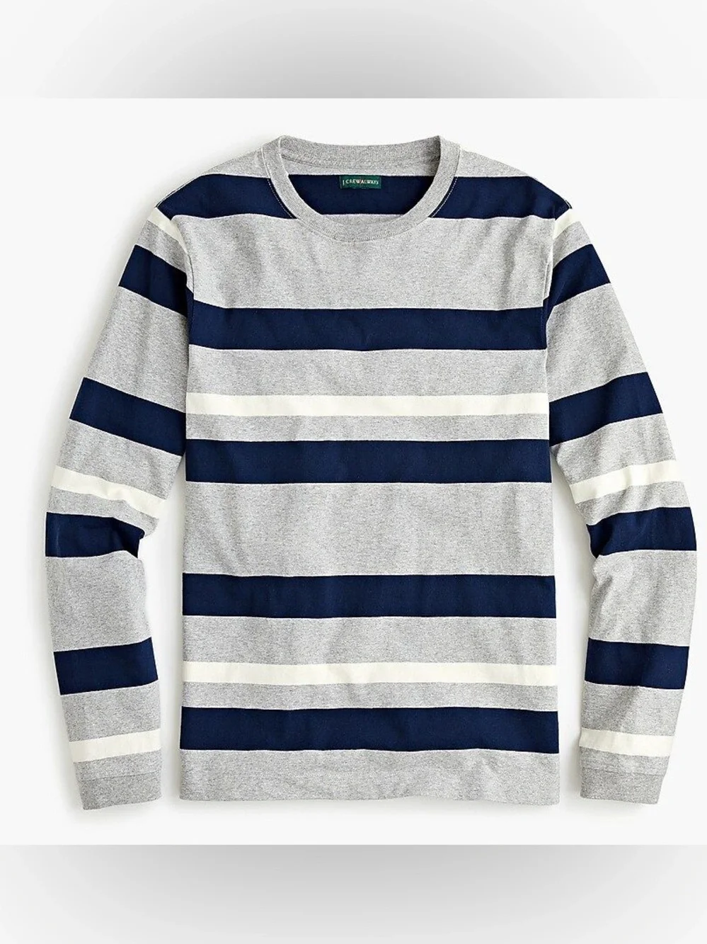 J. Crew Crewneck Sweater in Navy, Gray & White Stripes